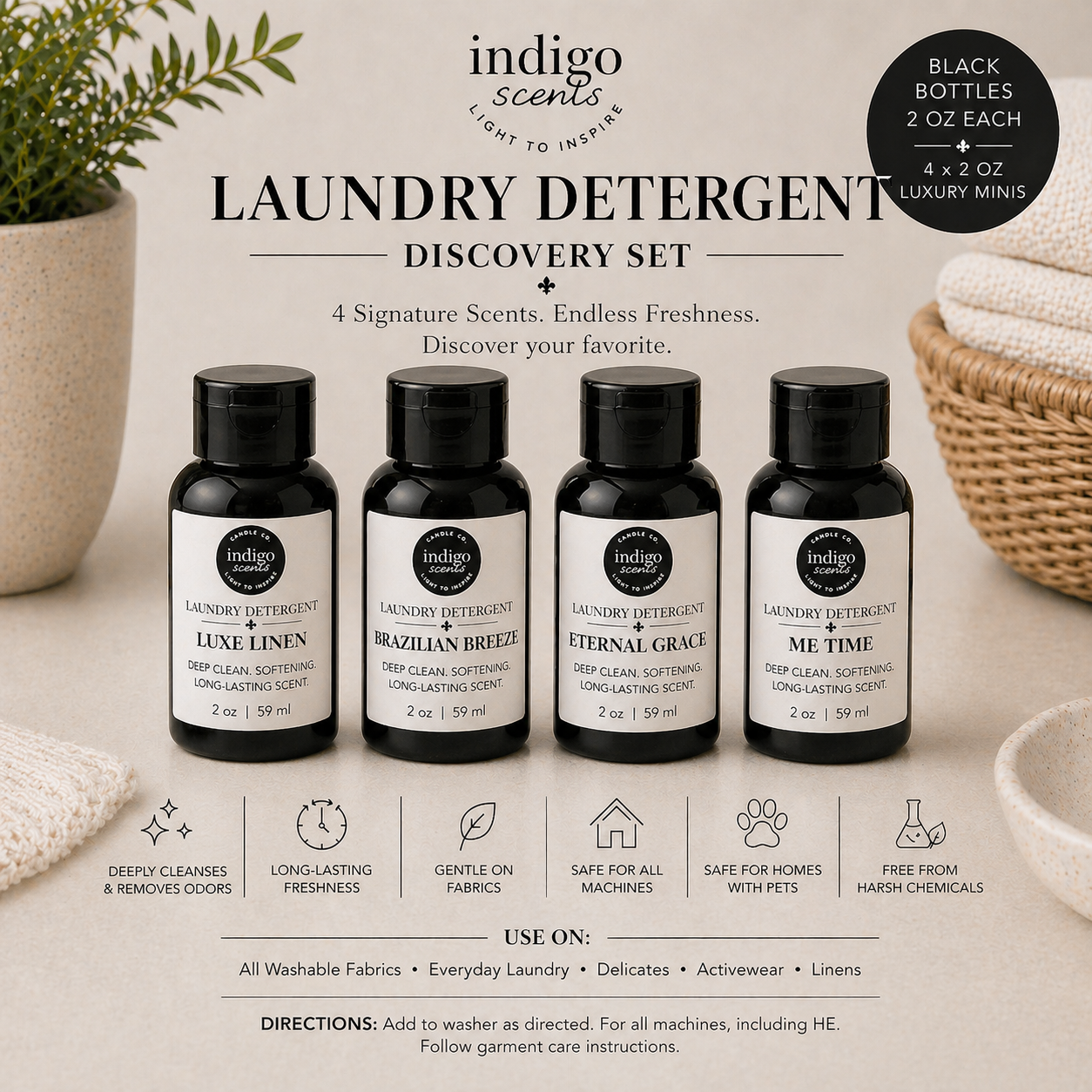 Liquid Laundry Detergent Discovery Set | Indigo Scents