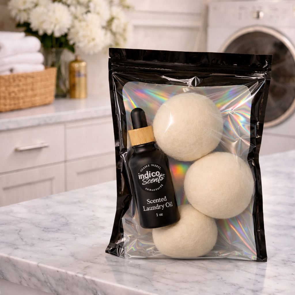 Laundry Ritual Set – Luxe Laundry Oil + Wool Dryer Balls