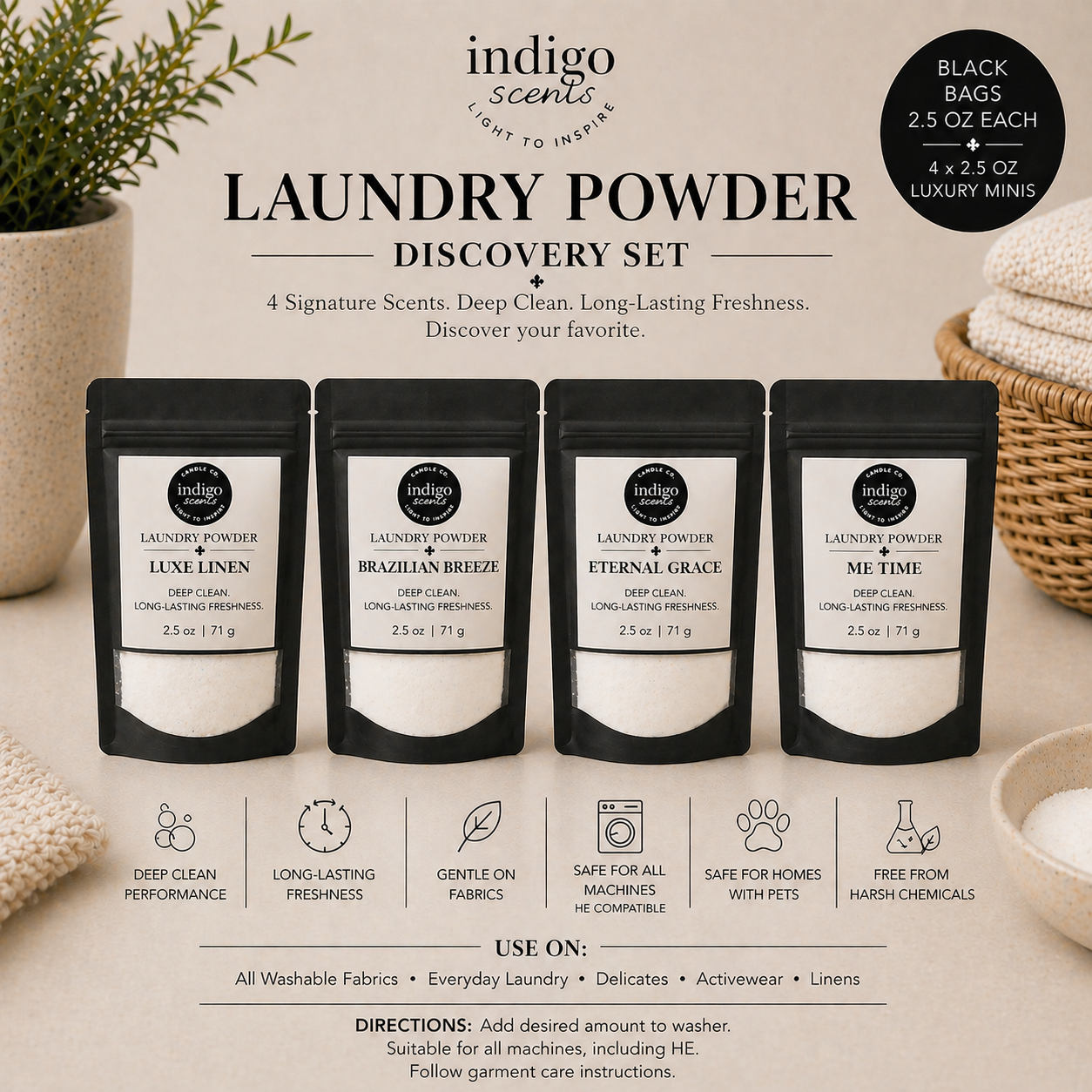 Luxe Laundry Powder Discovery Set | Detergent Samples