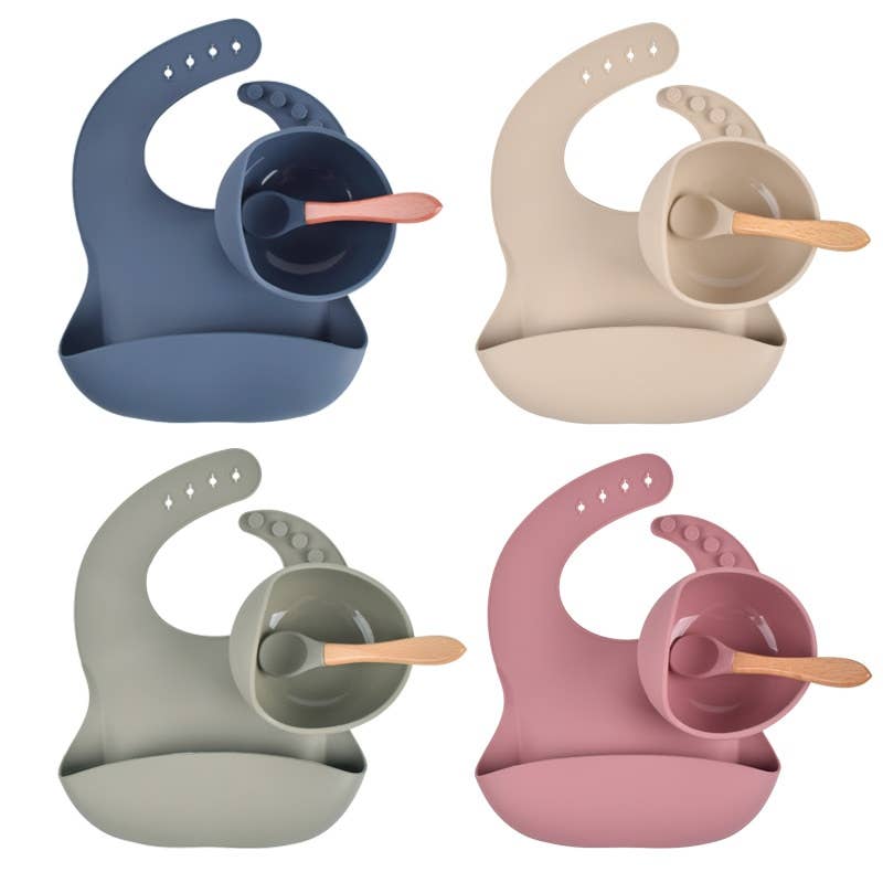 Silicone Bib & Bowl Feeding Set