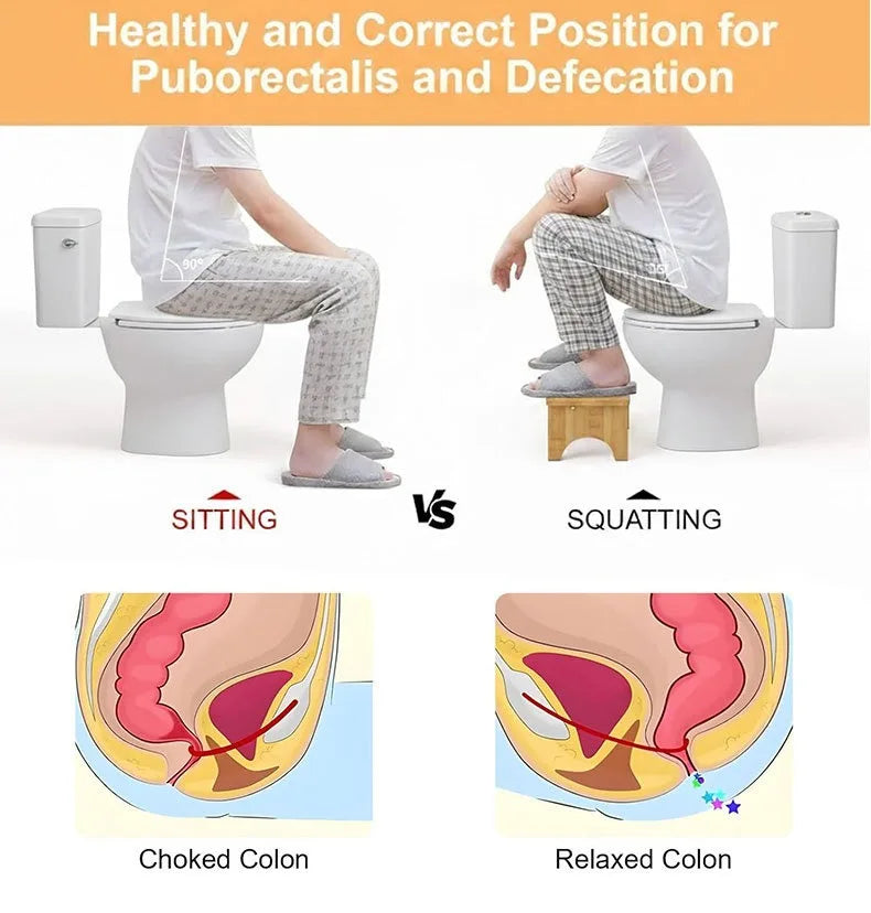 Foldable Bamboo Potty Stool,Wide and Stable for Adult Comfort.Easy to Clean,Lightweight & Portable for Bathroom, Travel,or Home