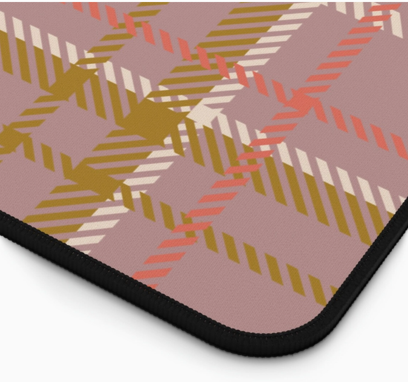 Pink Plaid Desk Pad 12” × 18